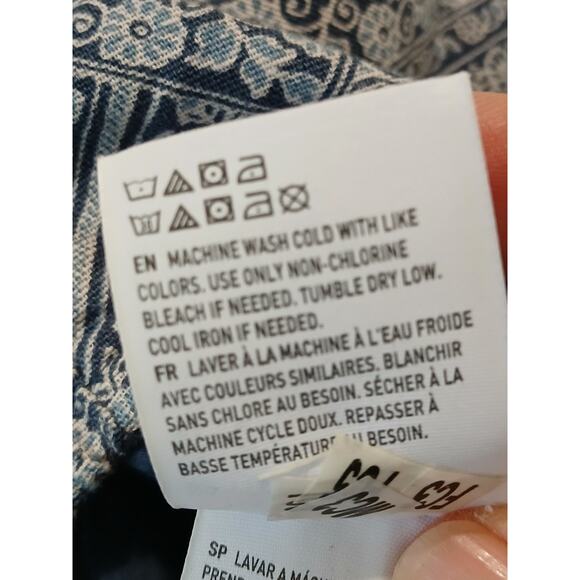 American Eagle Floral Crop Tank Top Blue White Womens Size Med Cottage Peasant - Picture 7 of 10